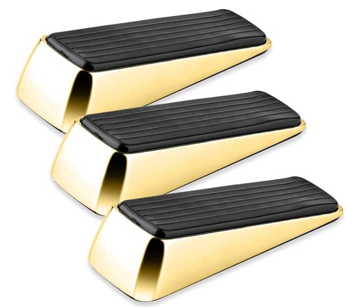 3 PACK DOOR WEDGE POLISHED BRASS