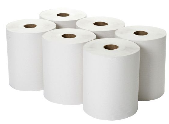 6x100m CONTINUOUS ROLL TOWEL WHITE 2PLY