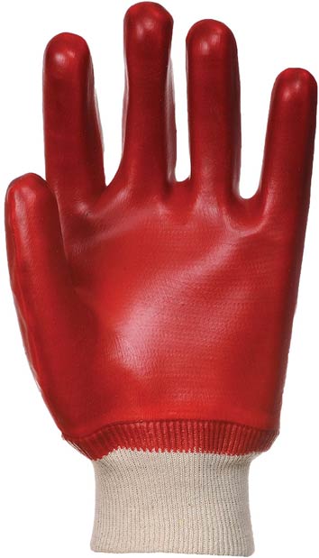 x1 RED PVC KNITWRIST GLOVES P10R XLRG(10)