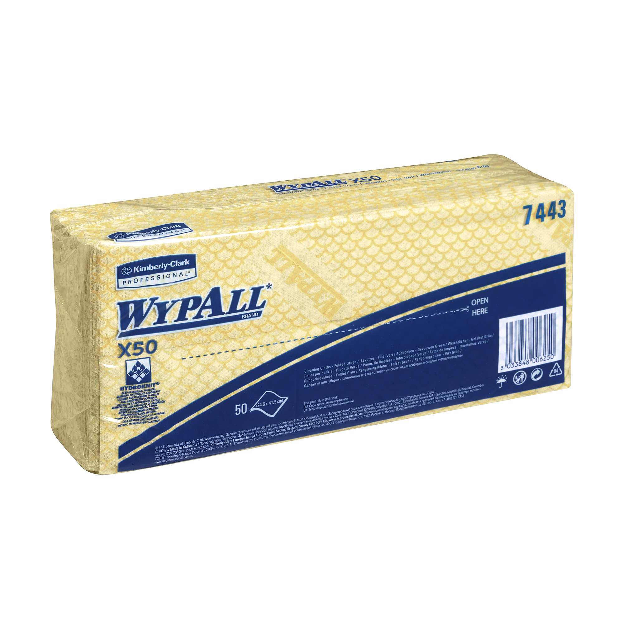 Wypall X50 Cleaning Cloth 1ply Yellow