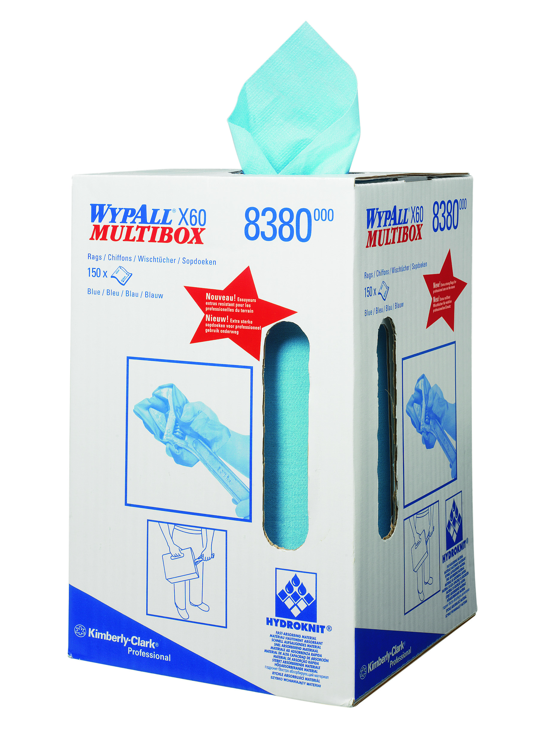 WYPALL X60 CLOTHS BLUE 1PLY MULTIBOX 1x150