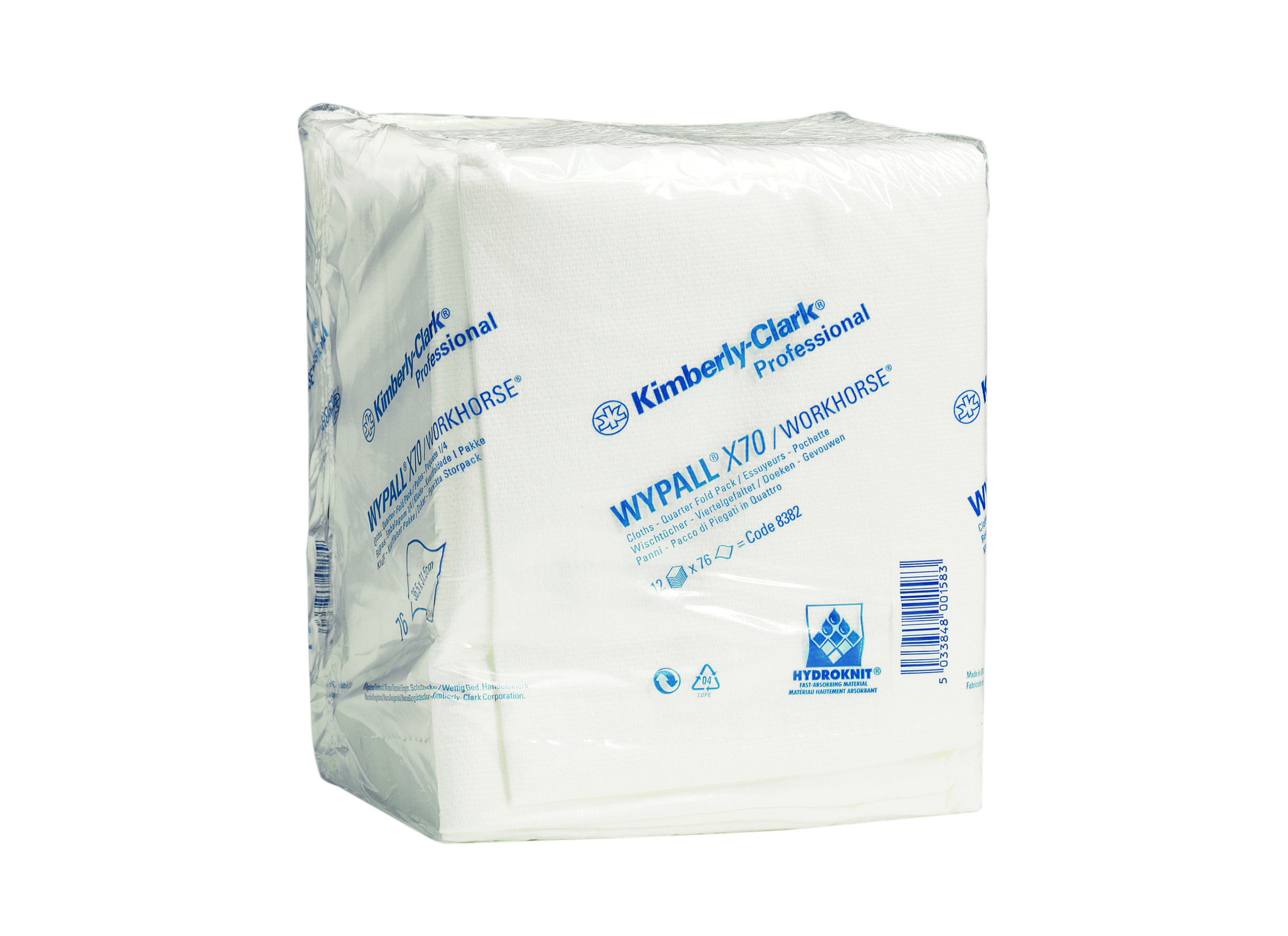 WYPALL X70 CLOTHS 1/4 FOLD WHITE 12x76sht