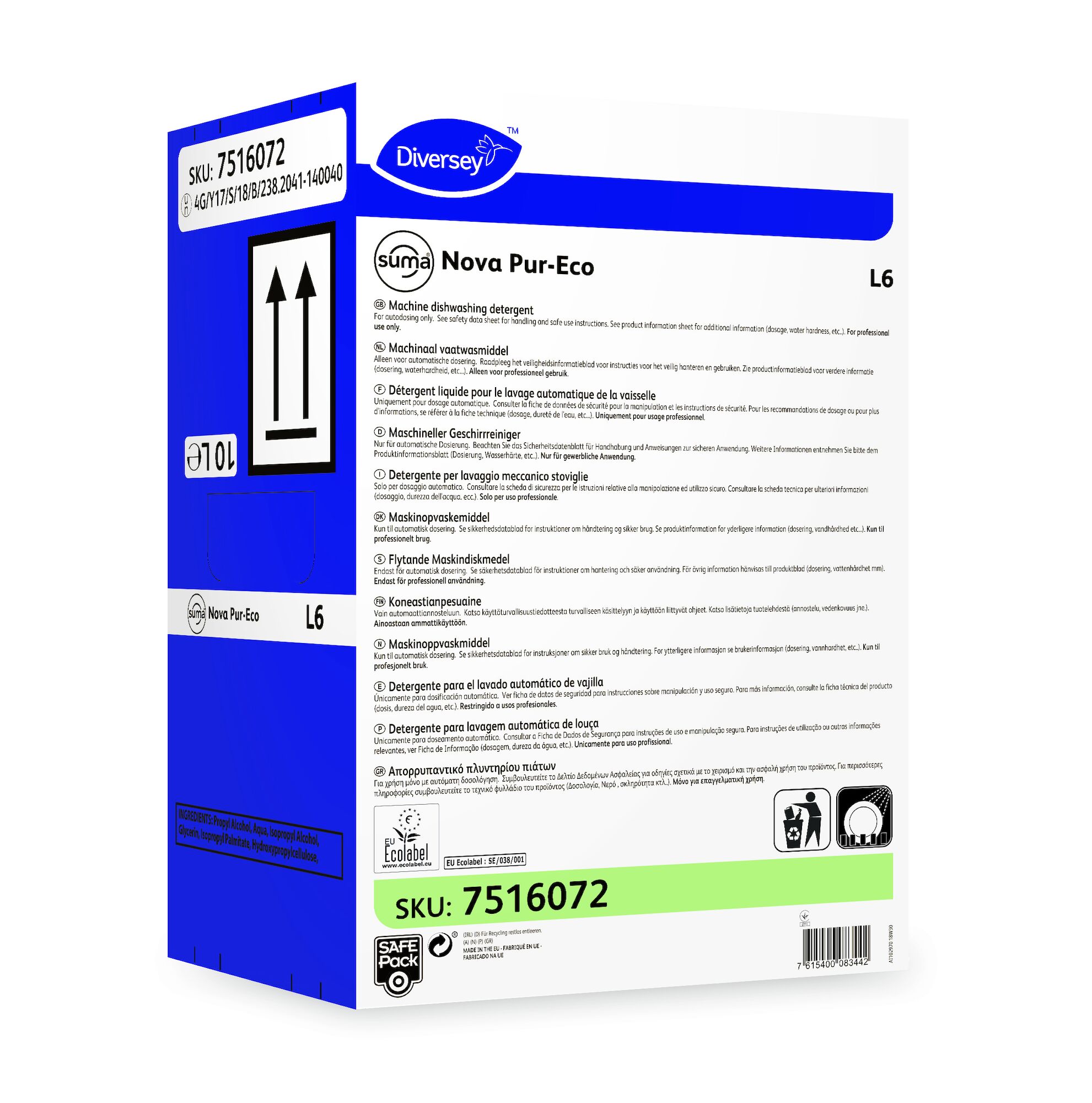 10Ltr SUMA NOVA PUR ECO L6 DISHWASH LIQUID
