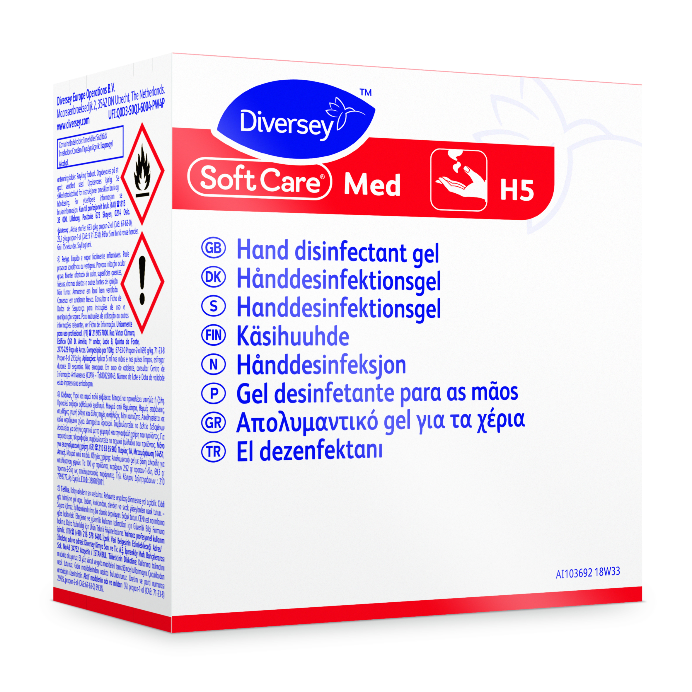 6x800ml SOFT CARE MED H5 ALCOHOL GEL