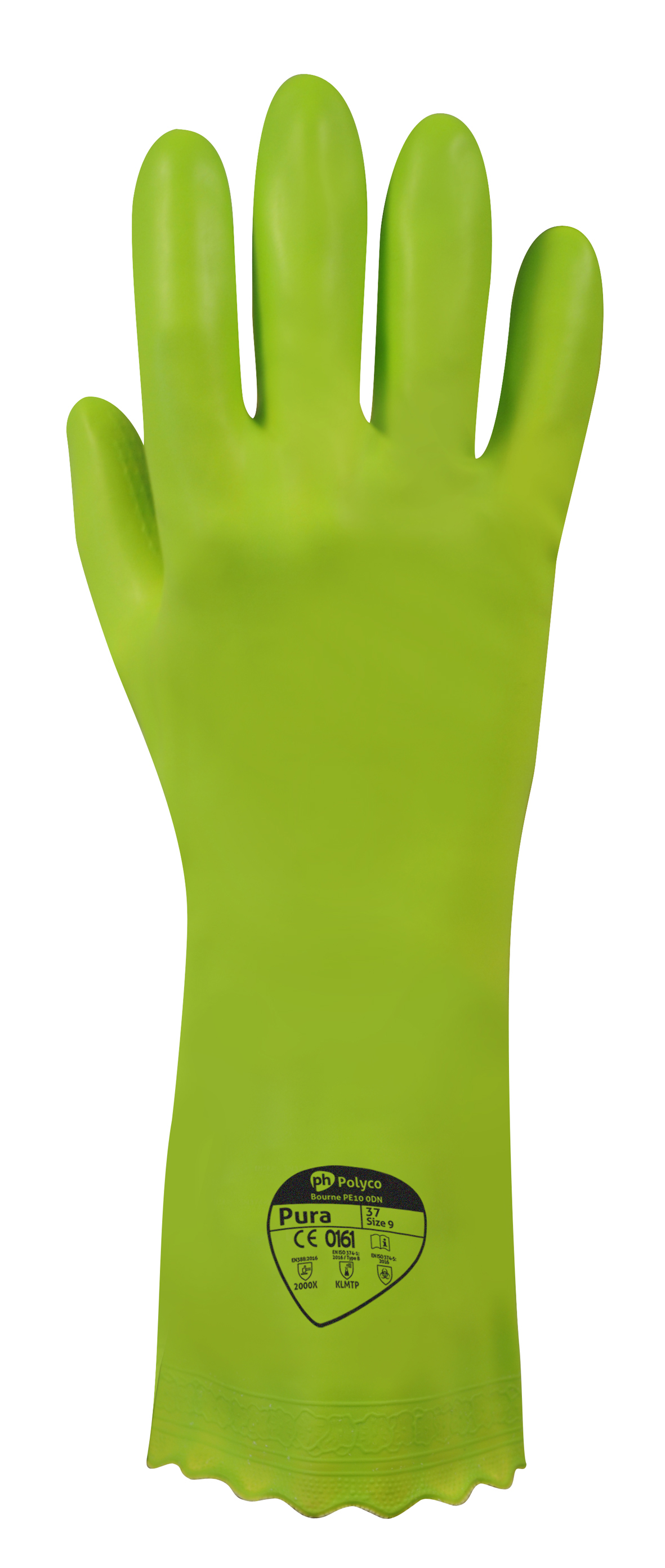 SINGLE* POLYCO PURA GREEN LRG GLOVE PVC