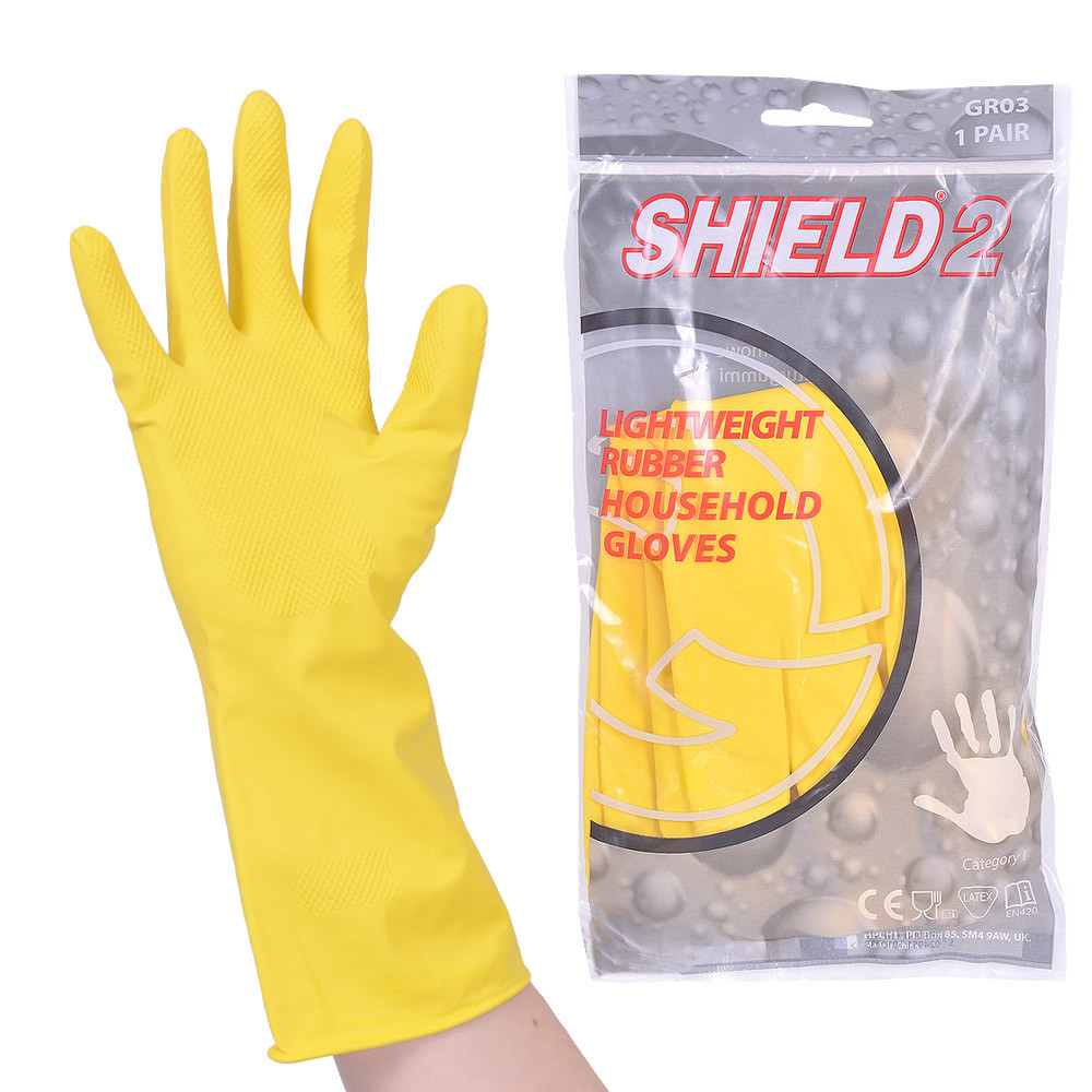 x12 GR03 YELLOW MED size8 HOUSEHOLD GLOVES