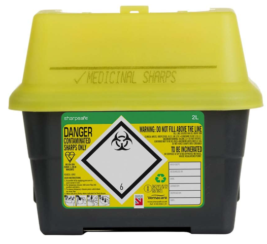 SHARPSAFE 2Ltr SHARPS BIN YELLOW