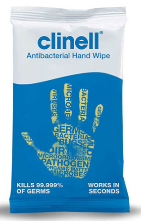 x100 CLINELL ANTIBACTERIAL HAND WIPES