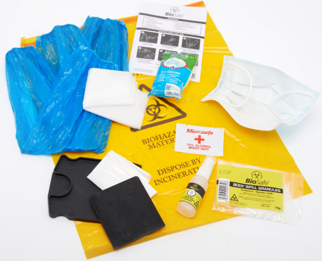 BIOSAFE BODY FLUID SPILL KIT gloves/