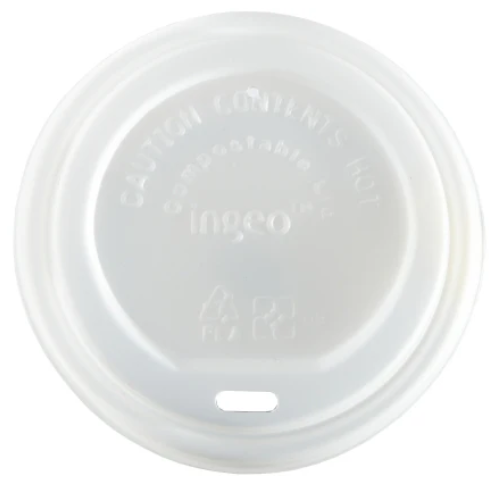 10oz-16oz LID COMPOSTABLE WHITE SIP THRU