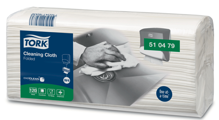 W4 4x120s TORK CLEANING CLOTH FOLDED WHITE