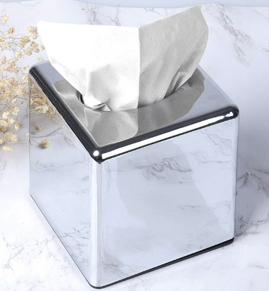 DISPENSER CUBE TISSUE BOX COVER CHROME