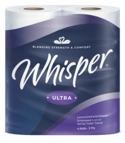 40x160s WHISPER ULTRA 3PLY LUXURY T/ROLL