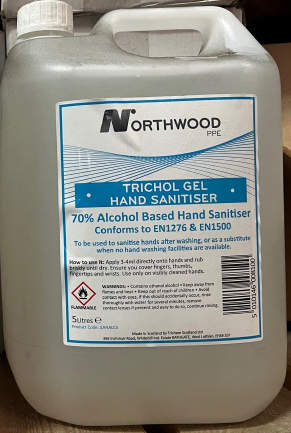 2x5L HAND SANITISER TRICHOL GEL 70%