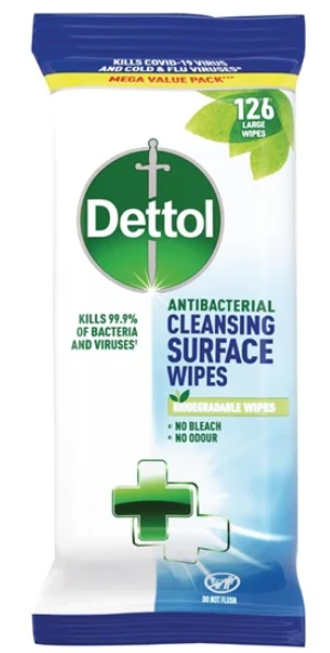4x126 DETTOL BIODEGRADABLE ANTIBAC WIPES