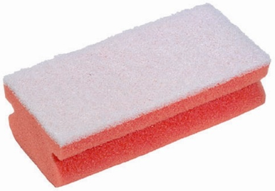 PACK* x10 RED/WHITE SPONGE SCOURER NON