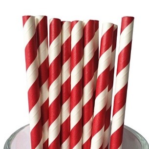 x250 RED+WHITE PAPER STRAWS D:6x200mm