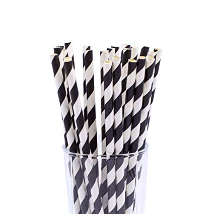 x250 BLACK+WHITE 8 inch PAPER STRAWS