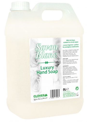 2x5L CLOVER SAVON BLANC LUXURY HAND SOAP