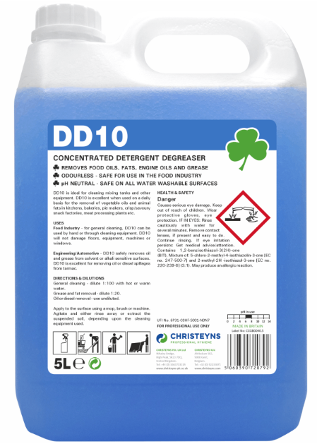 2x5L CLOVER DD10 CONC DETERGENT DEGREASER