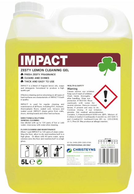 2x5L CLOVER IMPACT ZESTY LEMON CLEANING