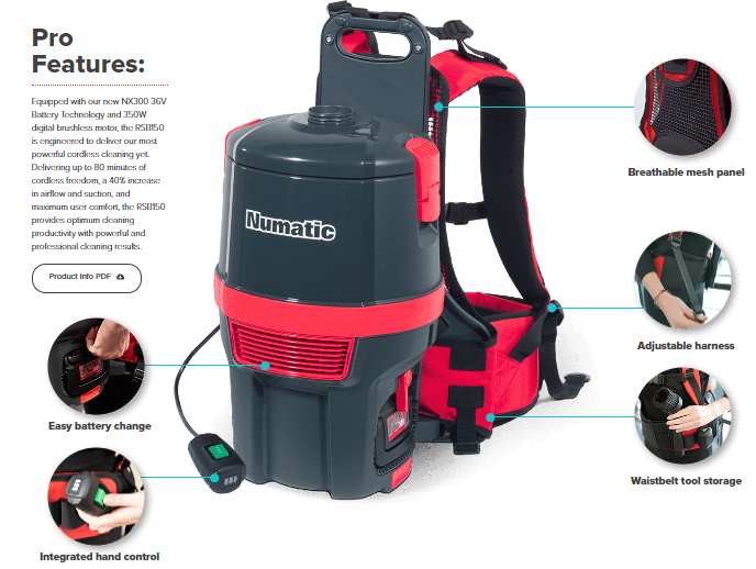 NUMATIC RUCSAC BATTERY VACUUM  NX300