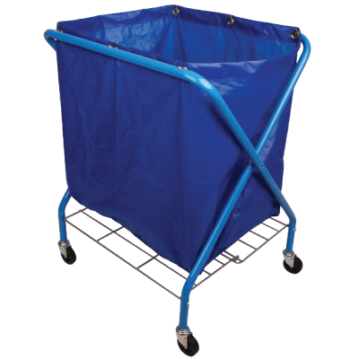 Folding Waste Cart With Blue Vinyl Bag